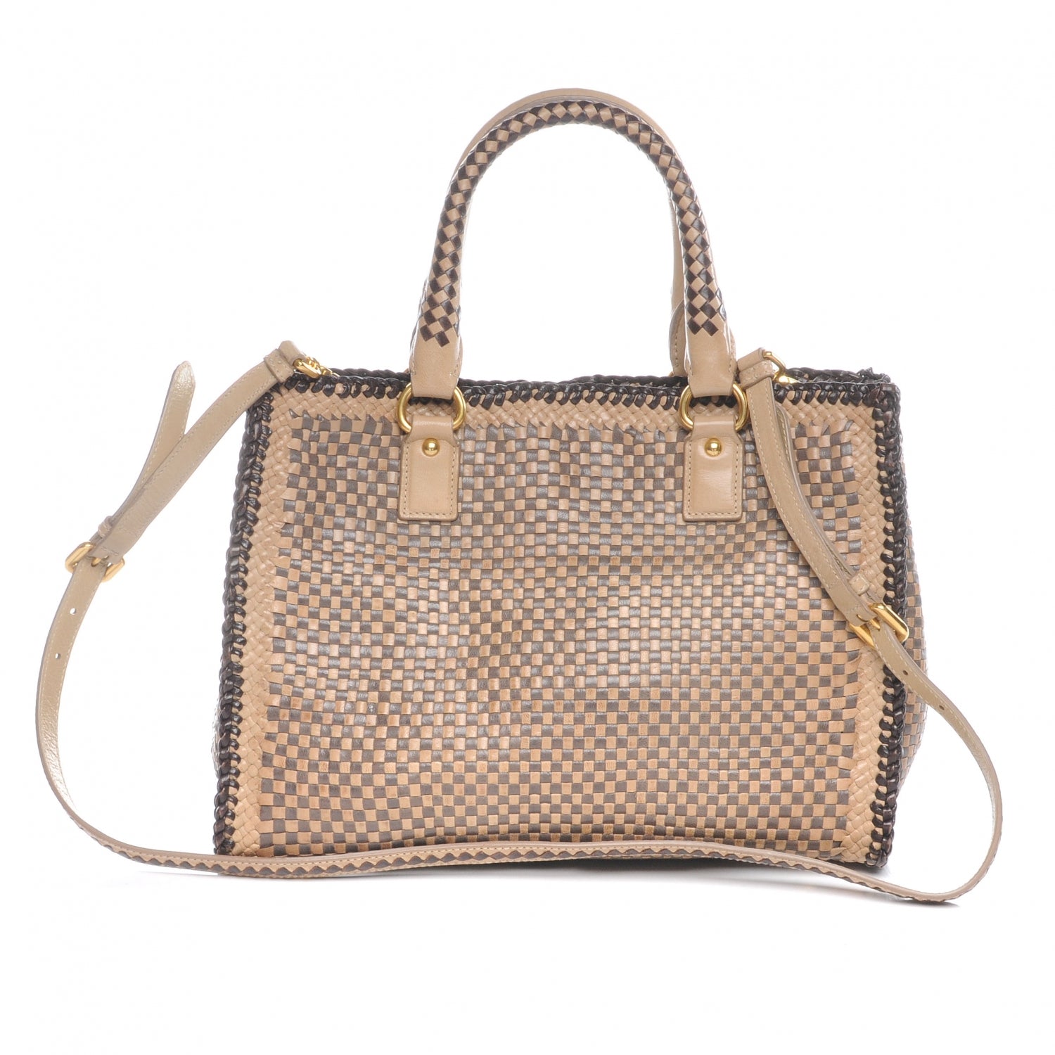 Prada Goatskin Woven Tote Grafite Cera 3 of 9