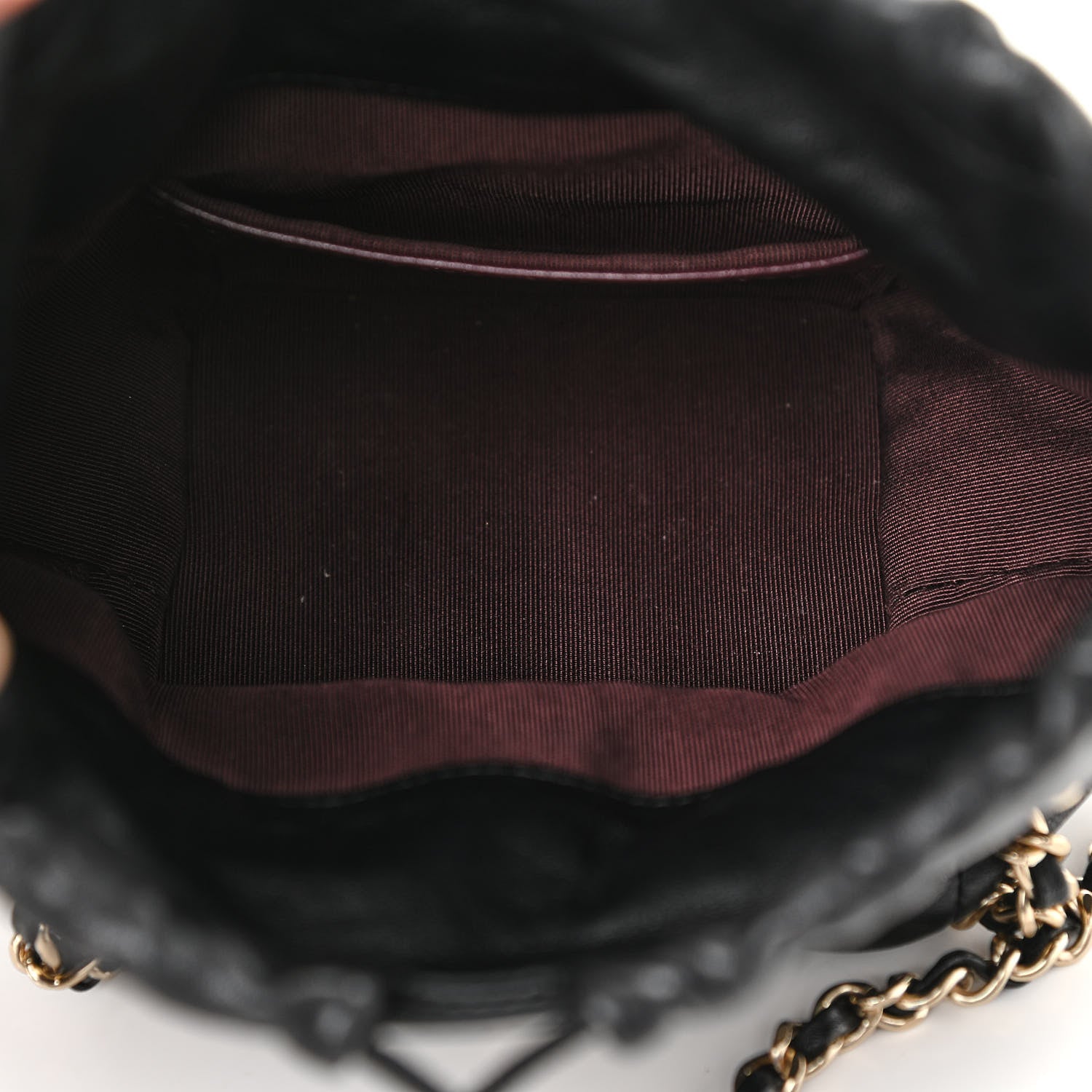 Chanel Lambskin Bucket Chain Drawstring Bag Black 5 of 10