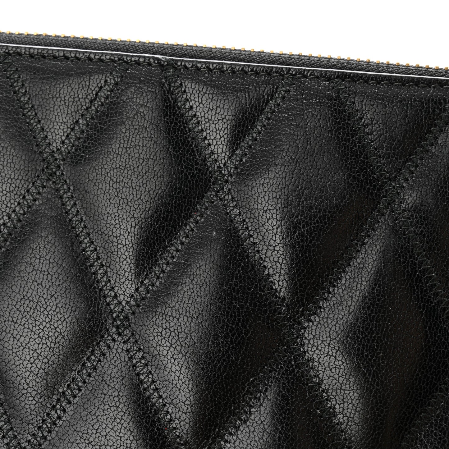 Goatskin Diamond Quilted GV3 Medium Pouch Black