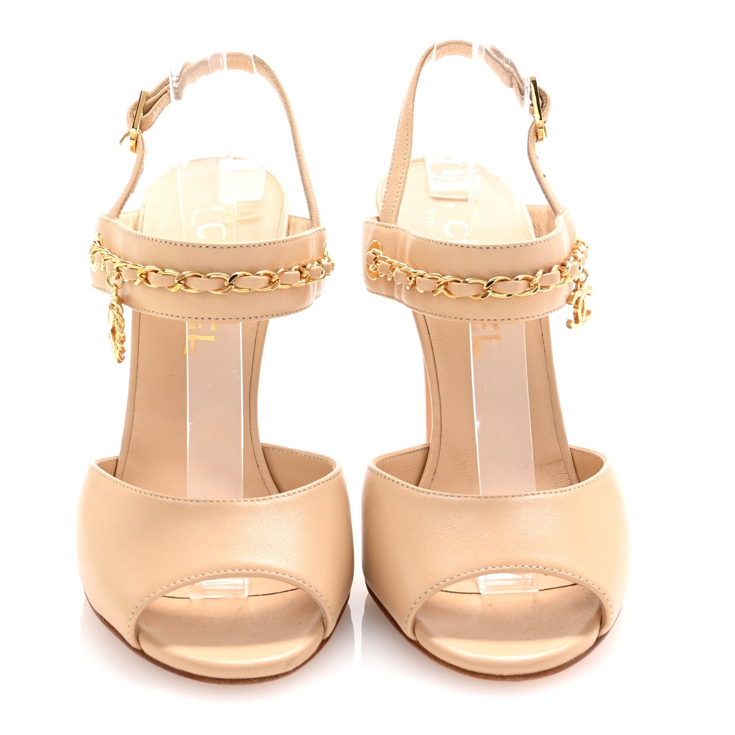 Chanel Lambskin CC Chain Sandals 36 Beige 3 of 9