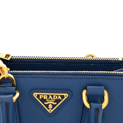 Prada Saffiano Lux Micro Galleria Double Zip Tote Azzurro 12 of 14