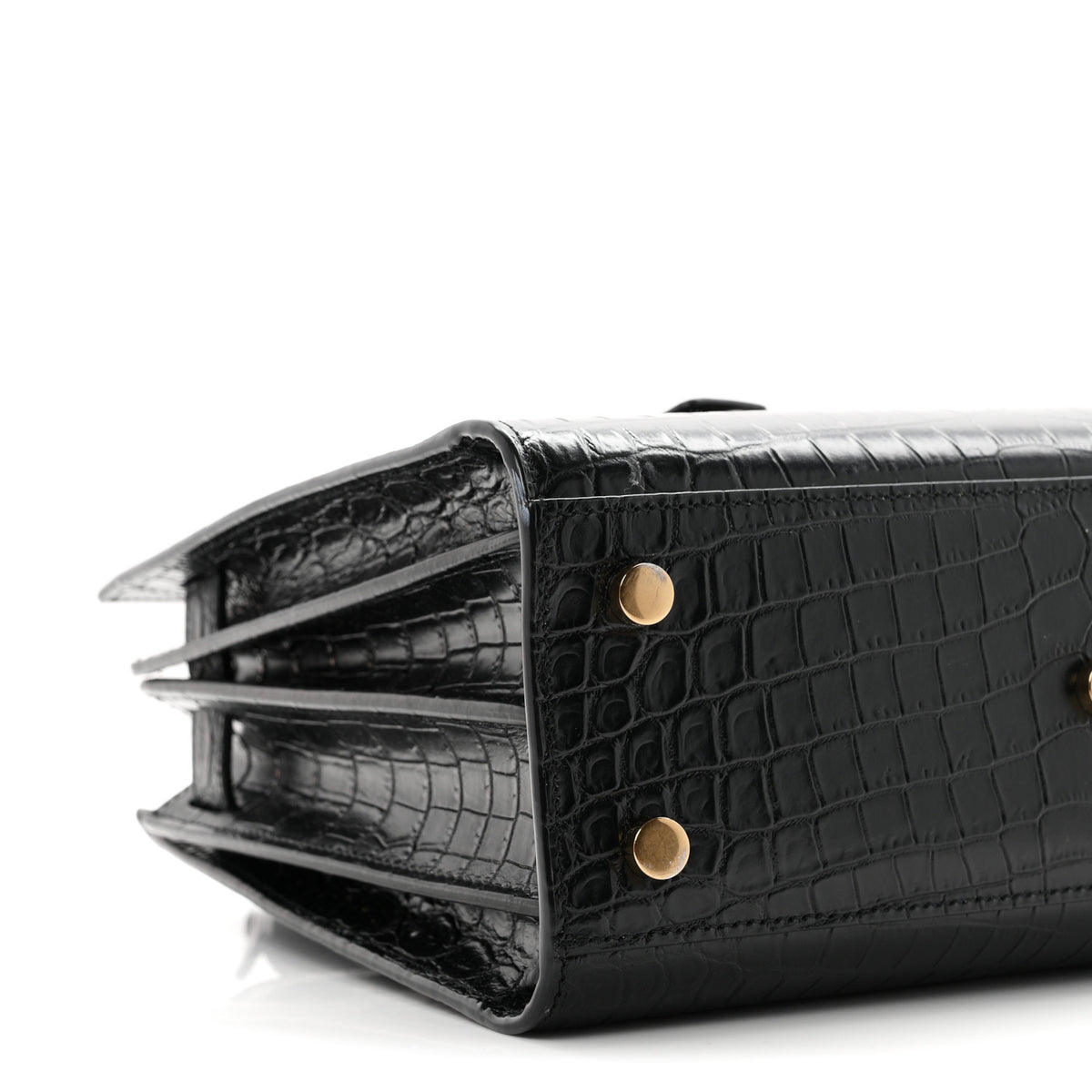 Saint Laurent Calfskin Crocodile Embossed Baby Sac De Jour Black 9 of 11