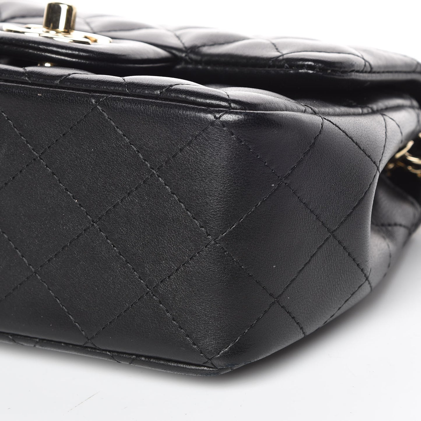 Lambskin Quilted Mini Square Flap Black