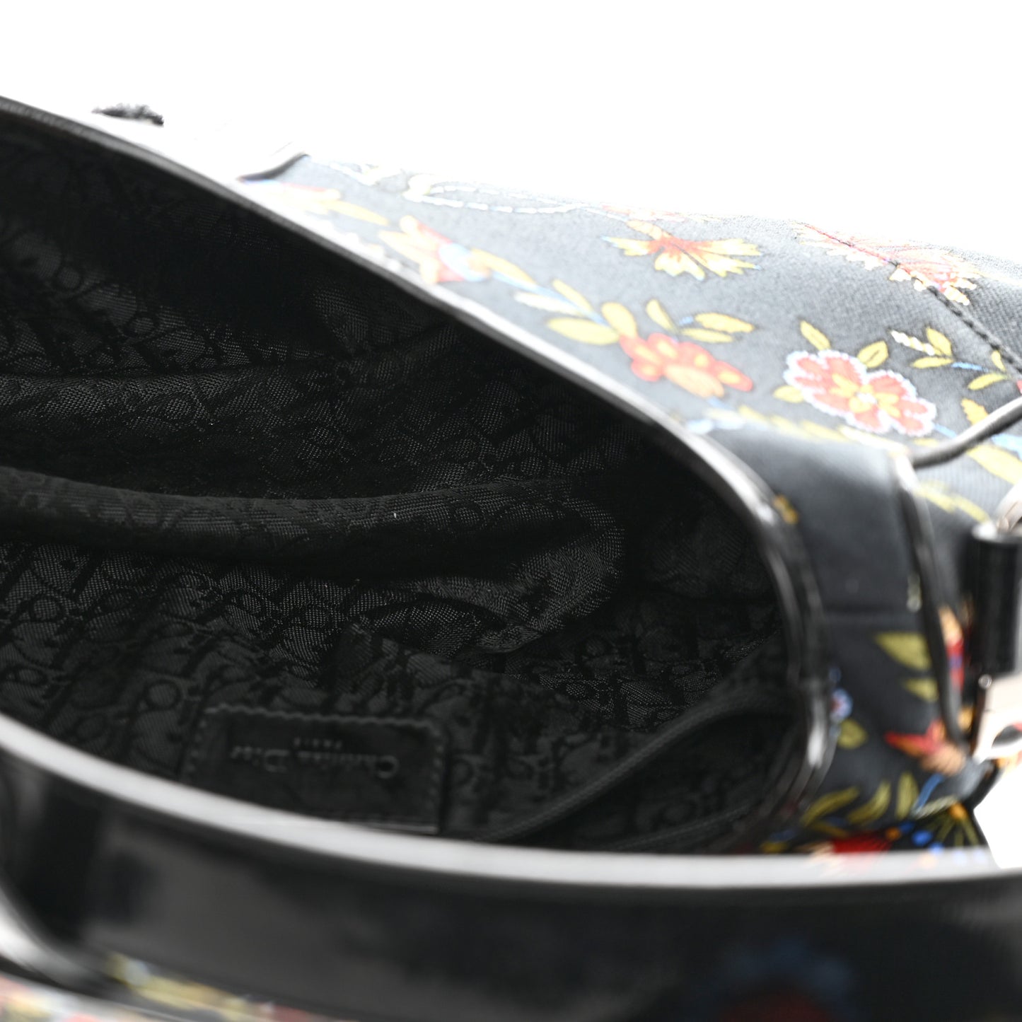 Canvas Floral Saddle Bag Black