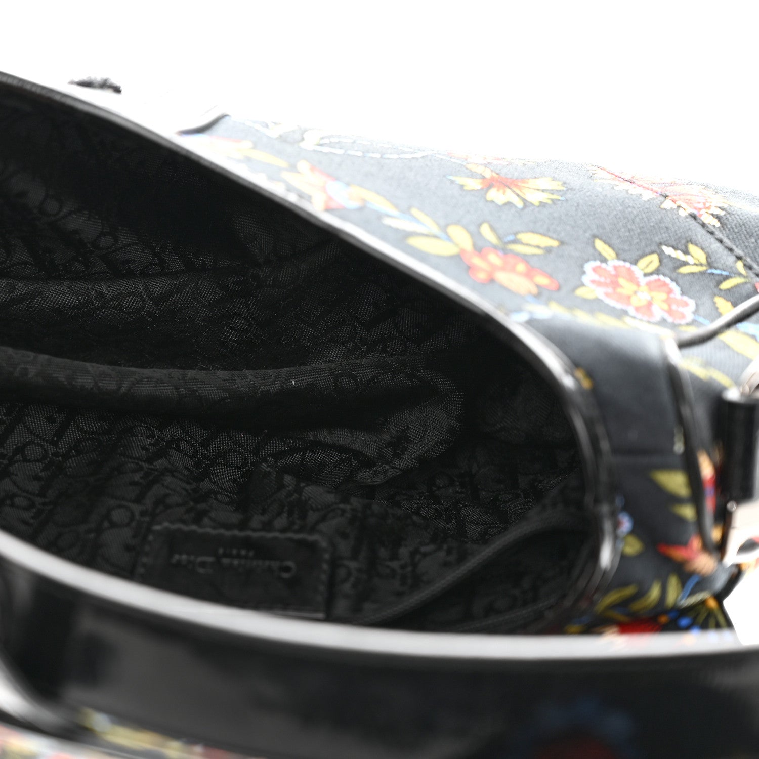 Christian Dior Canvas Floral Saddle Bag Black 5 of 10