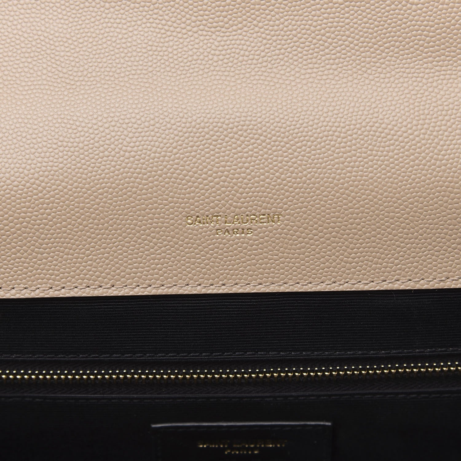 Saint Laurent Grain De Poudre Mixed Matelasse Large Triquilt Monogram Satchel Dark Beige 6 of 11