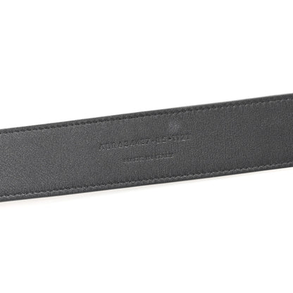 Saint Laurent Calfskin Crocodile Embossed Monogram Square Buckle Belt 85 34 Black 3 of 5
