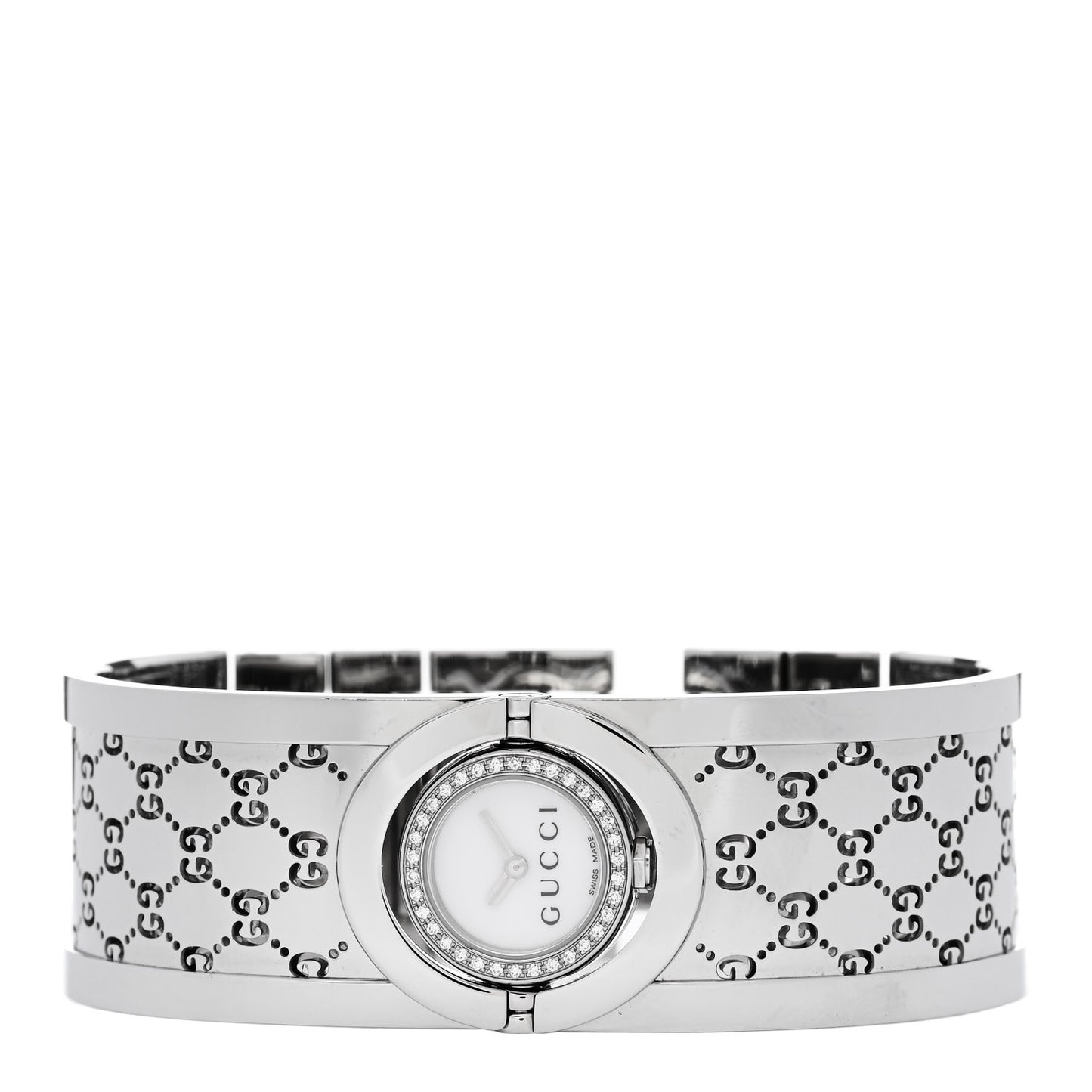 Stainless Steel Diamond Bezel Mother of Pearl 23mm Twirl Quartz Watch