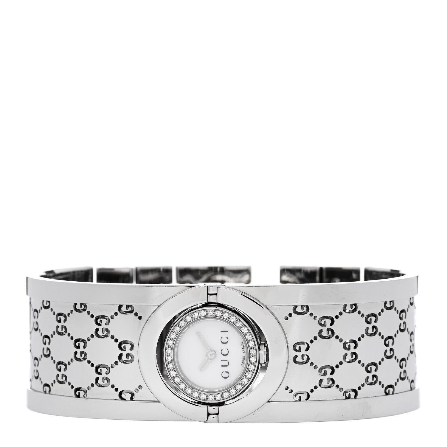 Gucci Stainless Steel Diamond Bezel Mother of Pearl 23mm Twirl Quartz Watch 2 of 5