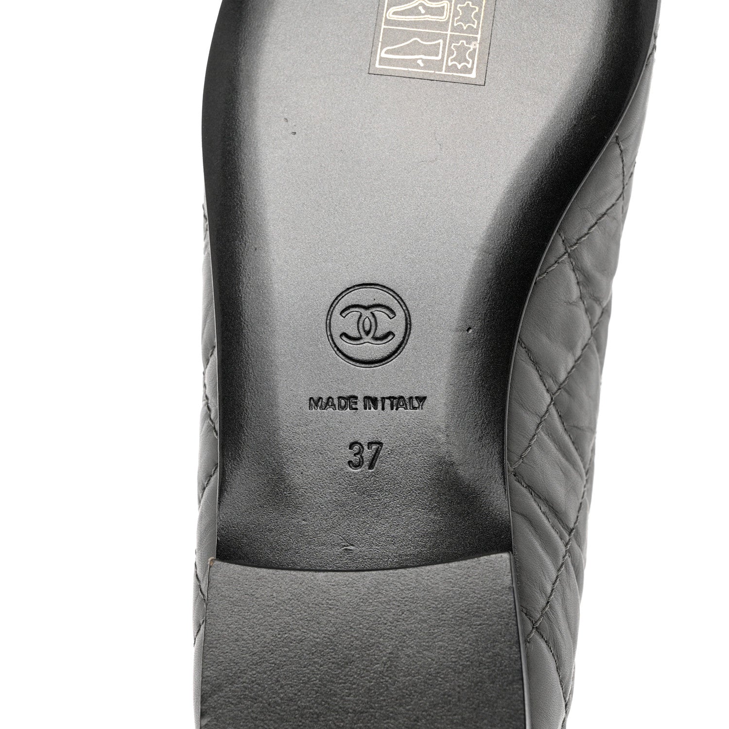 Chanel Aged Calfskin Quilted CC Cap Toe Ballerina Flats 37 Grey 8 of 10
