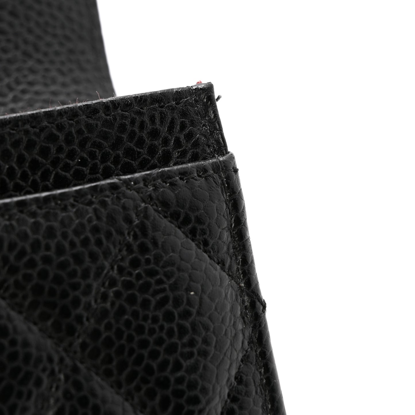 Caviar Quilted Flap Card Holder Wallet Black