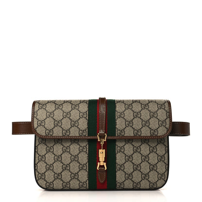 Gucci GG Supreme Monogram Azalea Calfskin Web Jackie 1961 Belt Bag 100 40 Beige Ebony Brown Sugar 1 of 8