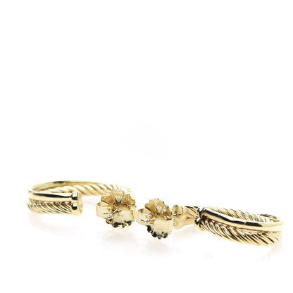 David Yurman 18K Yellow Gold 28mm Cable Crossover Hoop Earrings 3 of 4