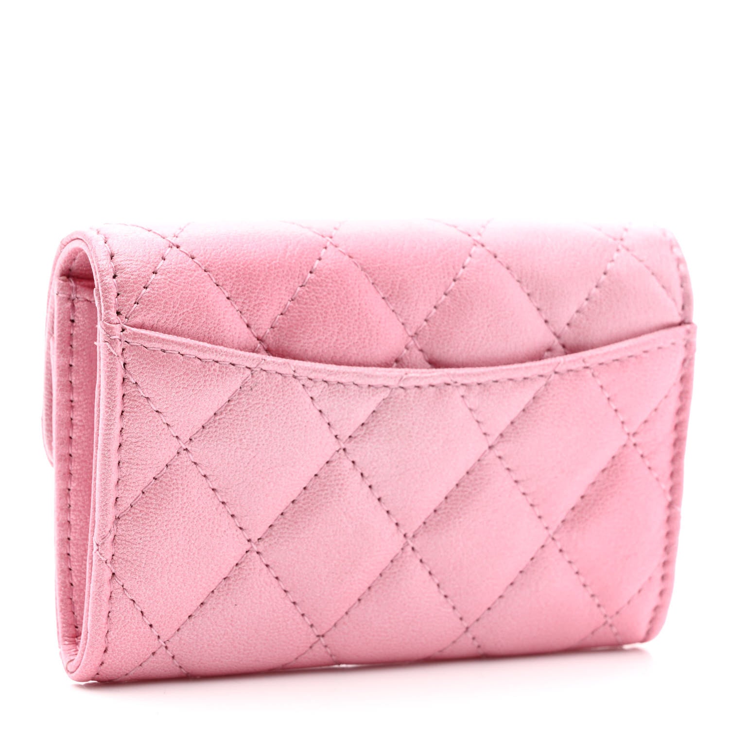 Chanel Cloudy Pearly Goatskin Quilted Flap Card Holder Wallet Light Pink 3 of 9