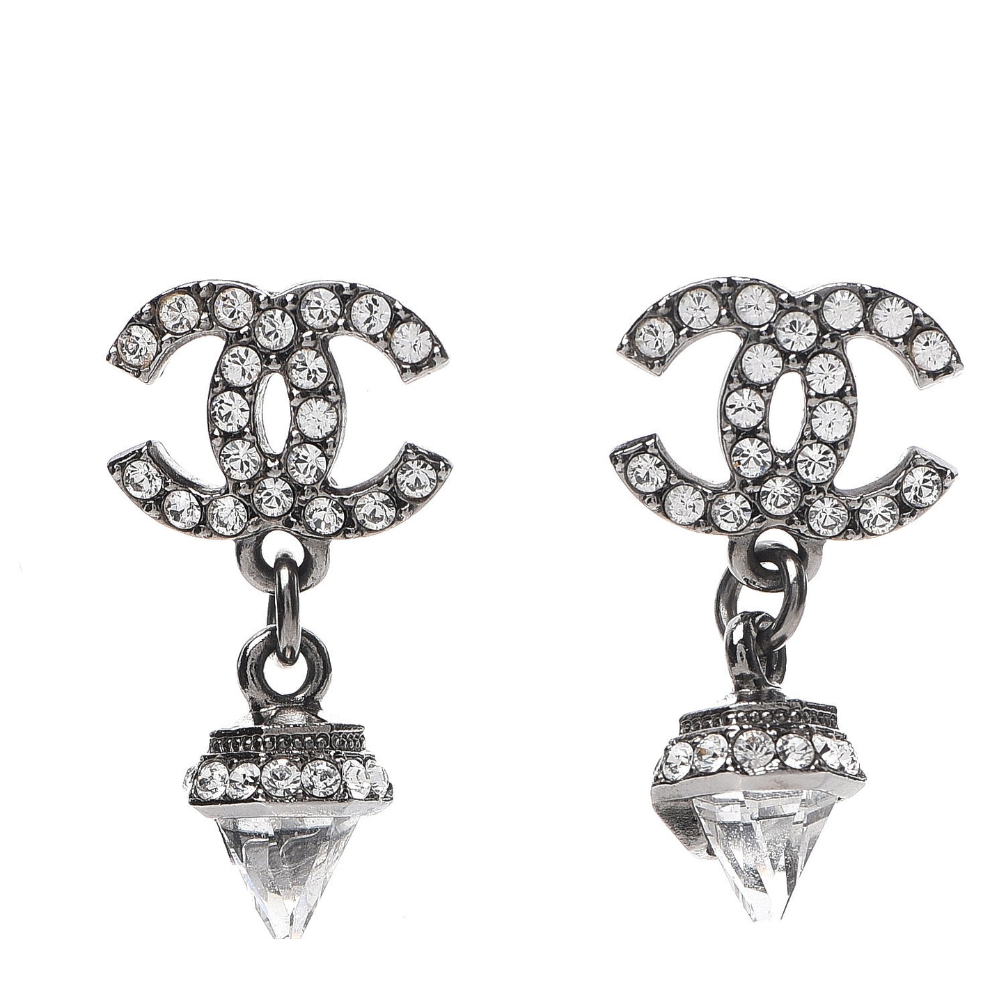 Ruthenium Crystal CC Drop Earrings Silver