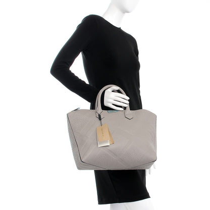 Burberry Heritage Grain Check Embossed Medium Dewsbury Tote Pale Grey 3 of 10