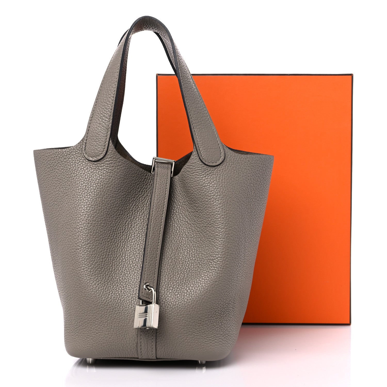 Hermes Taurillon Maurice Picotin Lock 18 PM Gris Asphalte 10 of 10