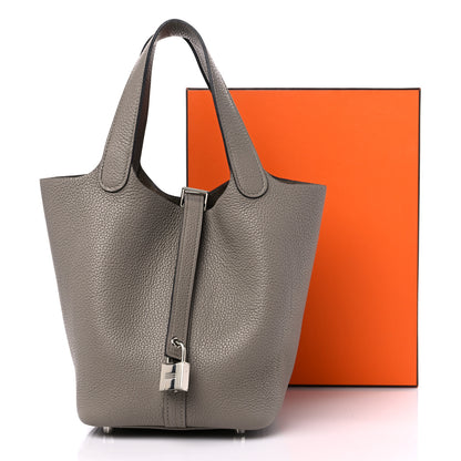 Hermes Taurillon Maurice Picotin Lock 18 PM Gris Asphalte 10 of 10