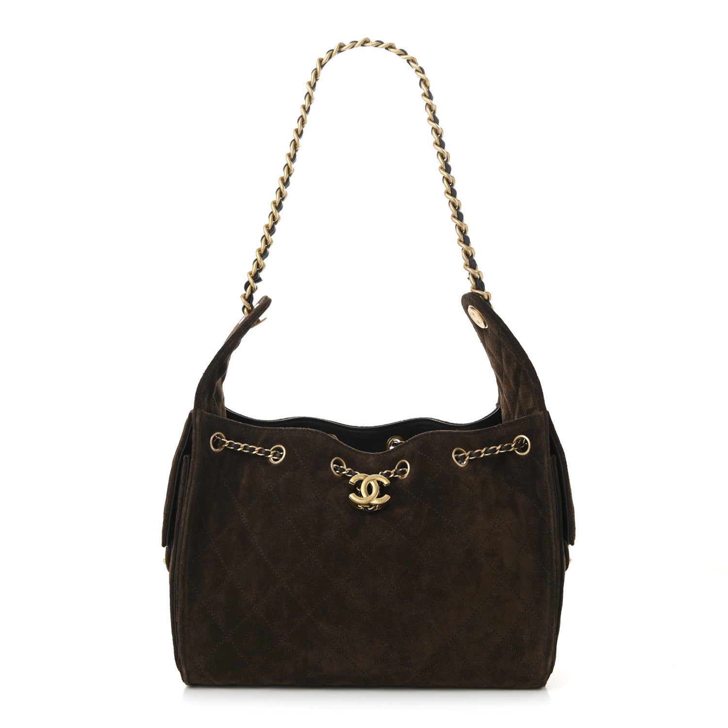 Chanel Suede Quilted Small Chanel 25 Handbag Dark Brown 1 of 11