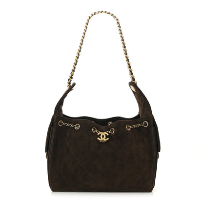 Chanel Suede Quilted Small Chanel 25 Handbag Dark Brown 1 of 11