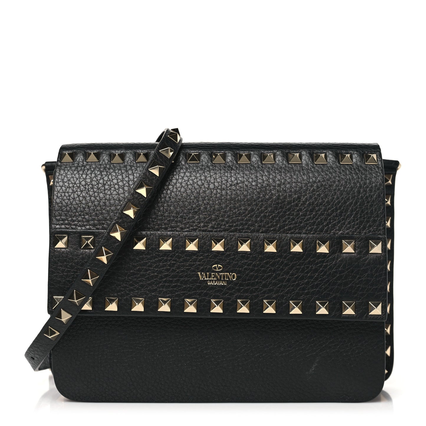 Vitello Rockstud Side Slip Crossbody Black