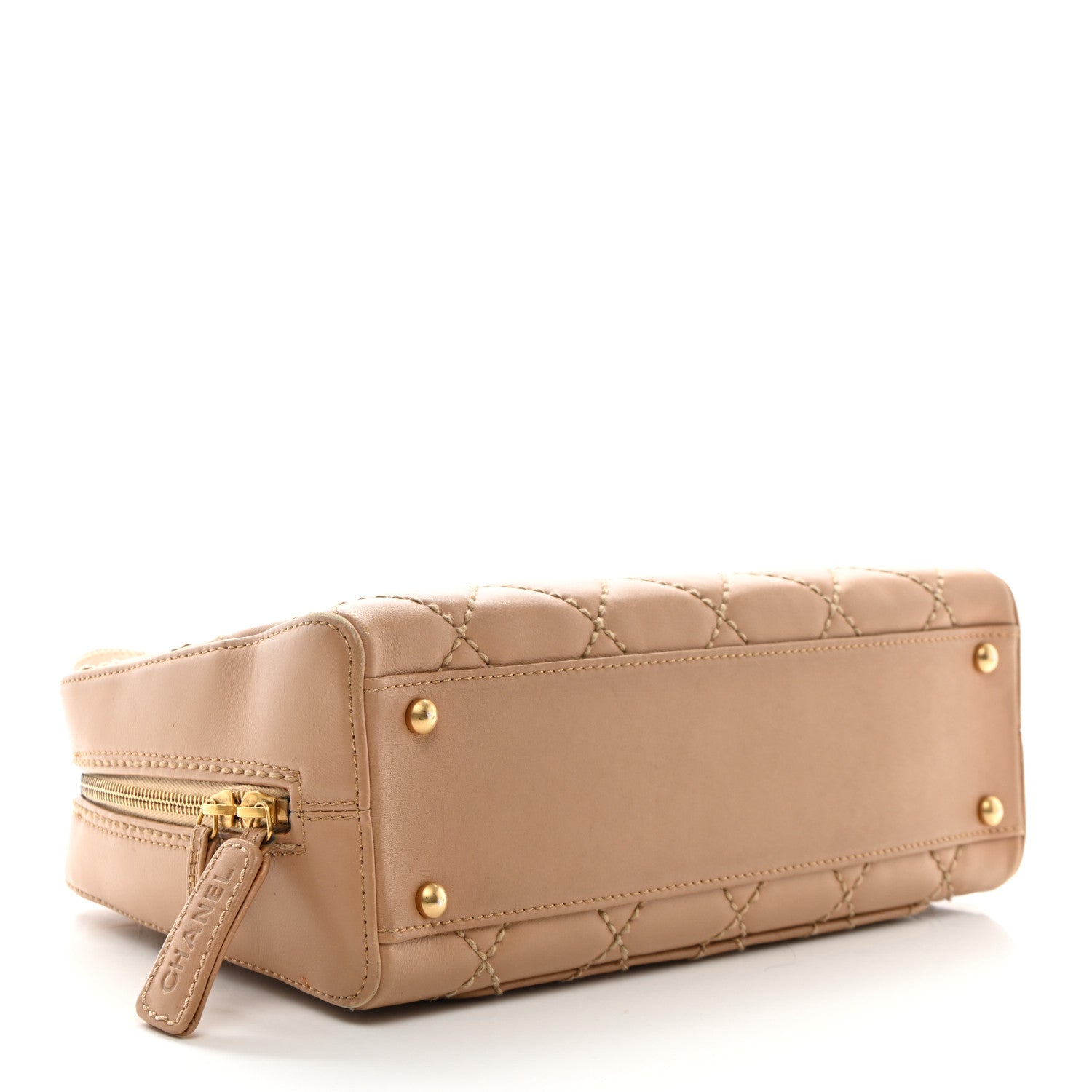 Chanel Calfskin Wild Stitch Top Handle Bag Beige 5 of 13