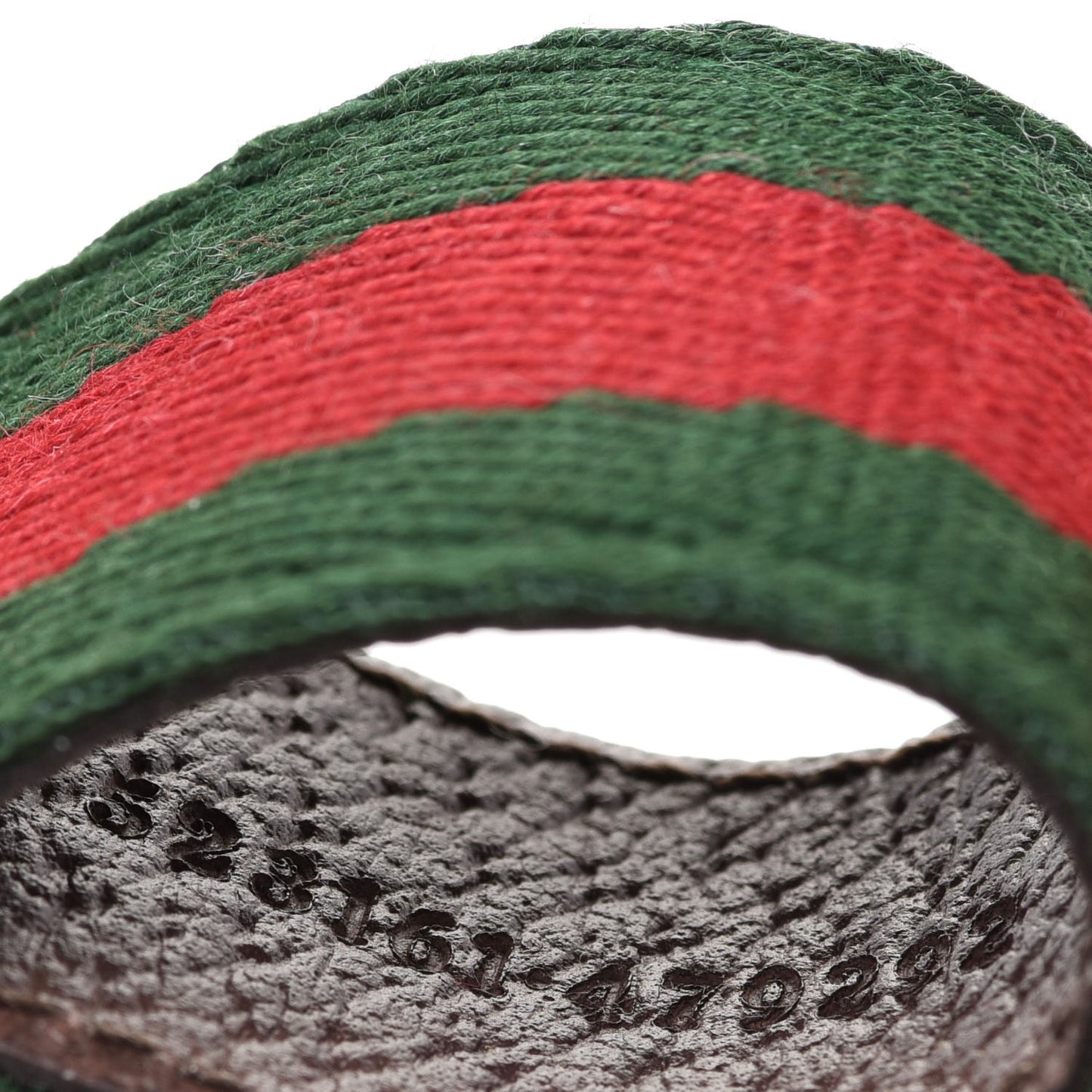 Nylon Textured Dollar Calfskin Web Ophidia Key Ring Green Red New Acero