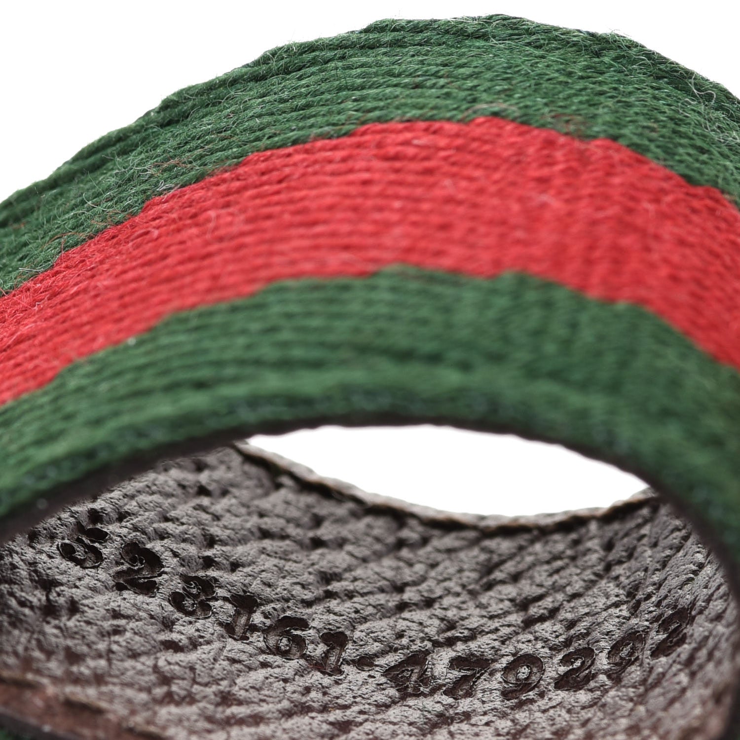 Gucci Nylon Textured Dollar Calfskin Web Ophidia Key Ring Green Red New Acero 4 of 7