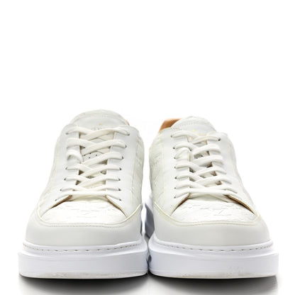 Louis Vuitton Grained Calfskin Embossed Monogram Mens Beverly Hills Sneakers 10.5 White 2 of 8