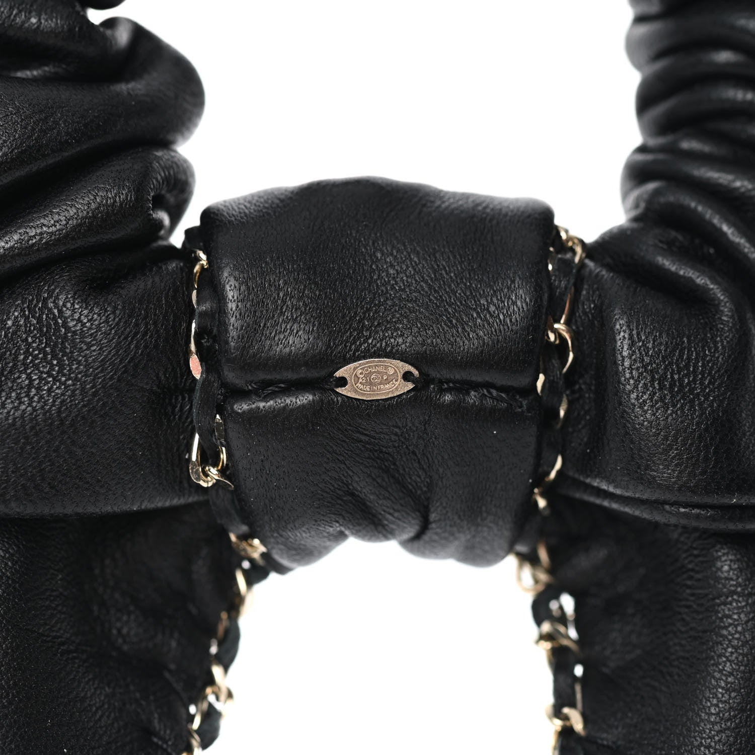 Chanel Lambskin Chain CC Hair Bow Tie Black Gold 3 of 4