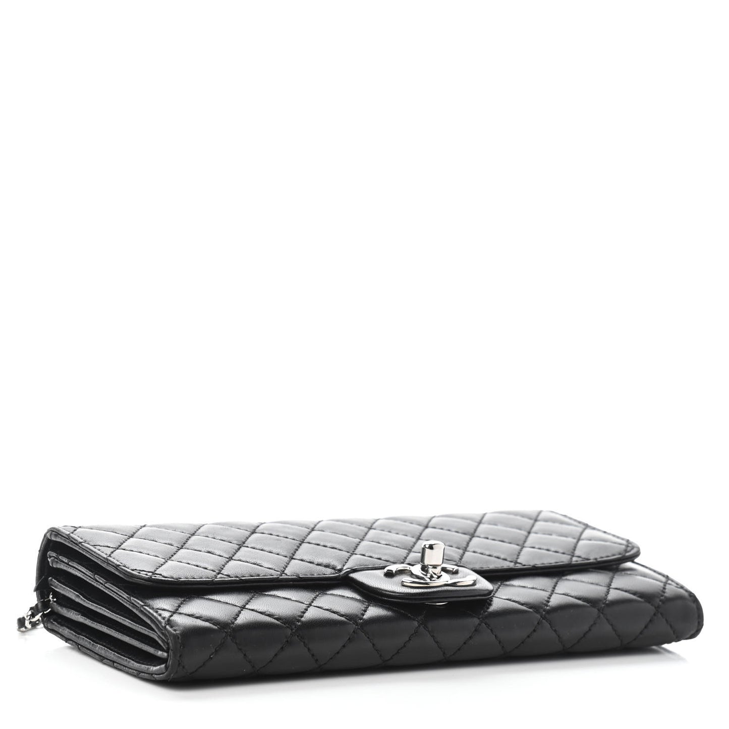Lambskin Quilted Chain Clutch Flap Black