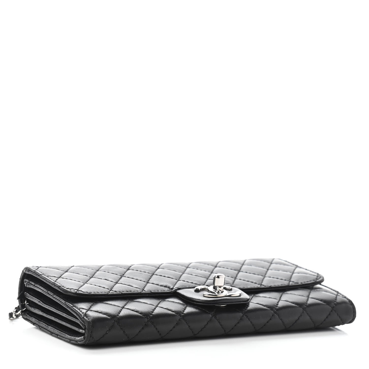 Chanel Lambskin Quilted Chain Clutch Flap Black 3 of 8