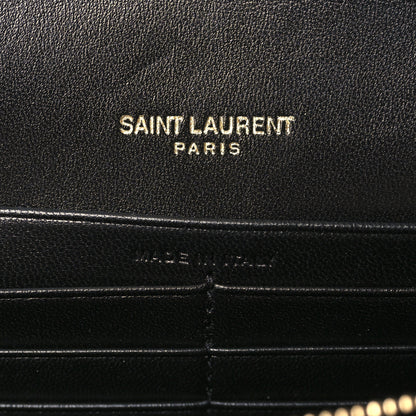 Saint Laurent Velvet Matelasse Monogram Vicky Chain Wallet Black 6 of 9