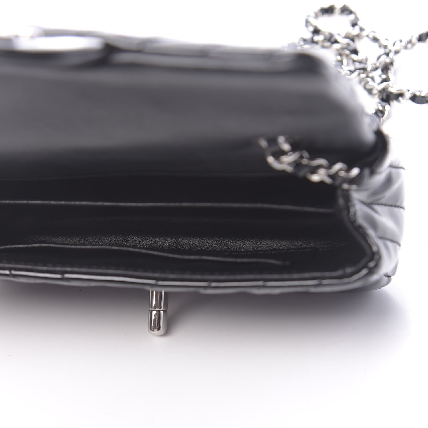Chanel Patent Calfskin Chevron Quilted Extra Mini Flap Black 5 of 10