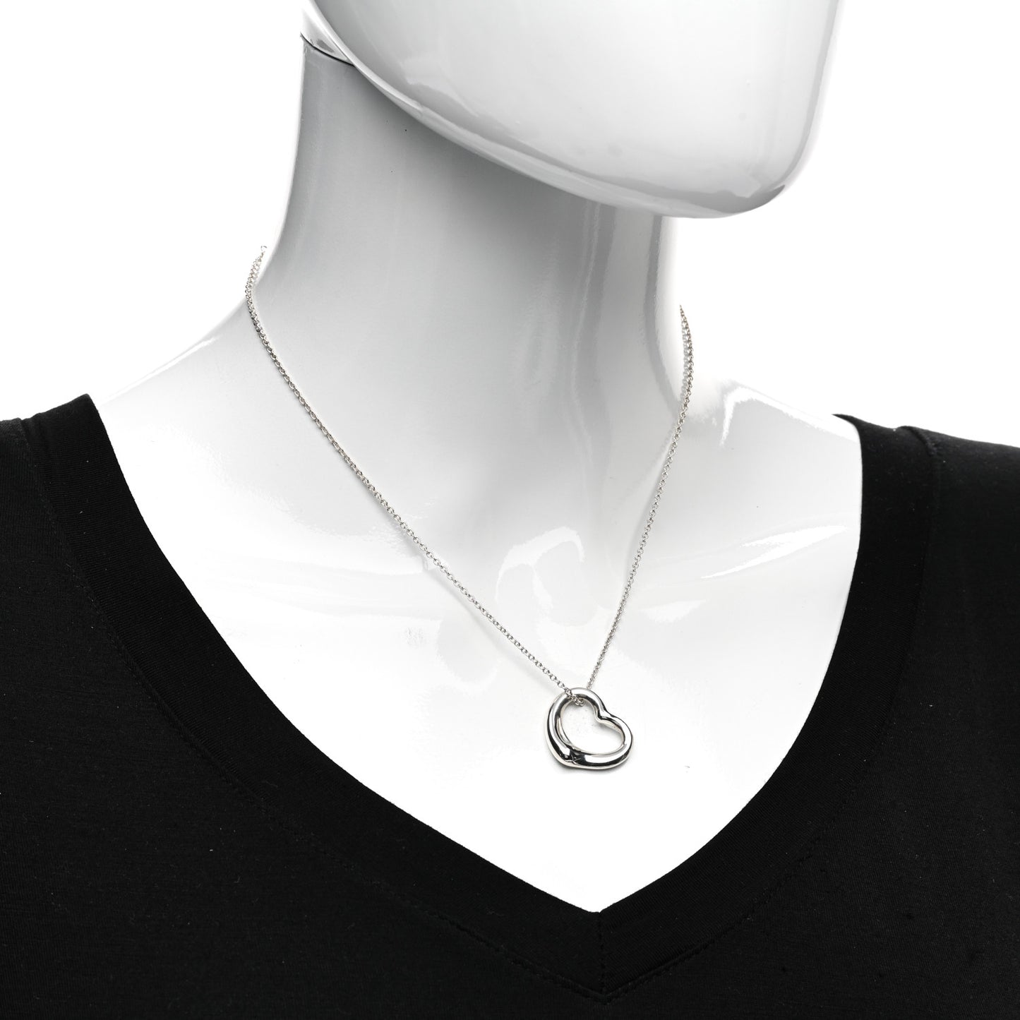 Sterling Silver 22mm Elsa Peretti Open Heart Pendant Necklace