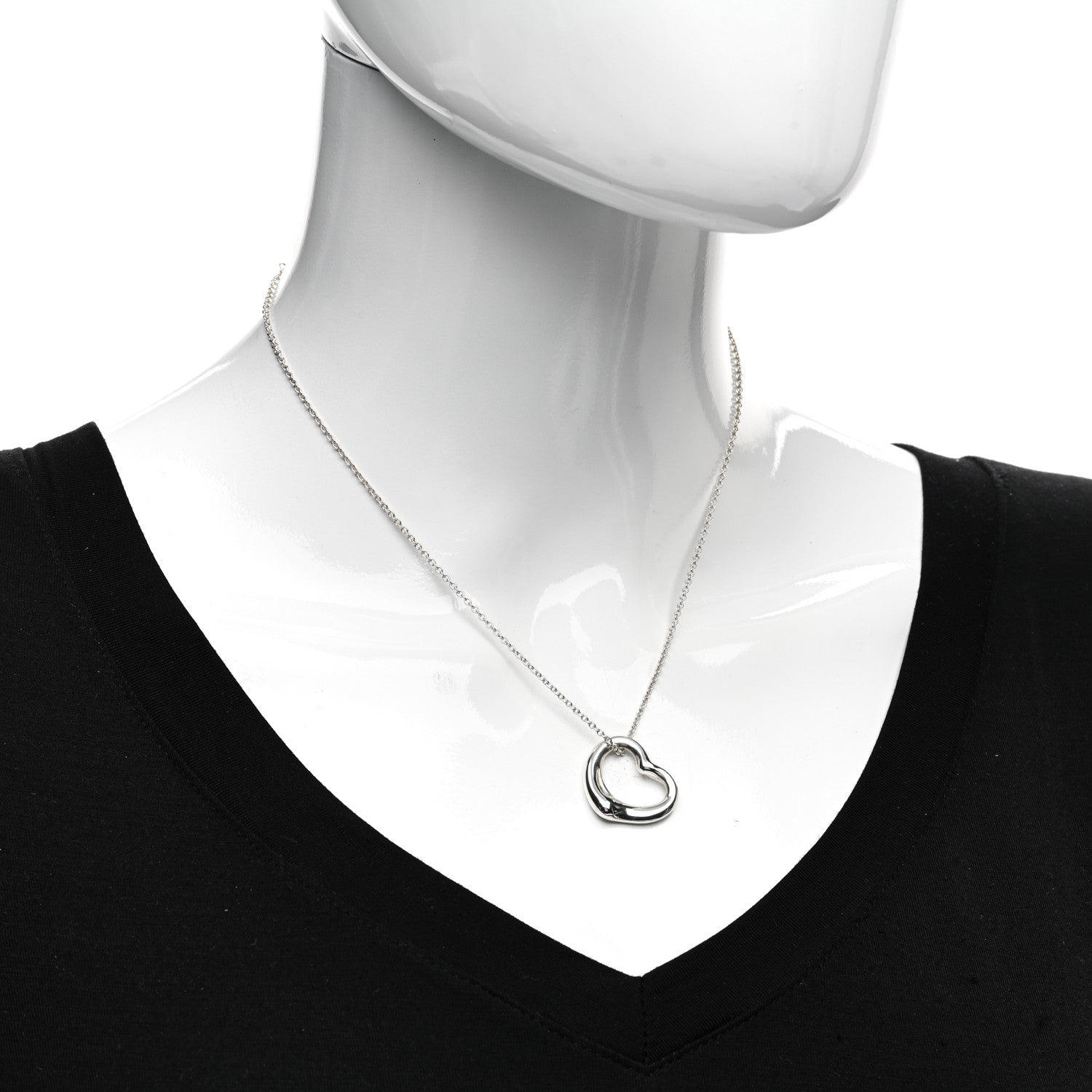 Tiffany Sterling Silver 22mm Elsa Peretti Open Heart Pendant Necklace 2 of 4