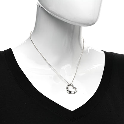 Tiffany Sterling Silver 22mm Elsa Peretti Open Heart Pendant Necklace 2 of 4