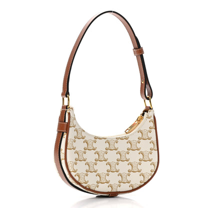 Celine Canvas Calfskin Mini Ava Triomphe Shoulder Bag White 3 of 14