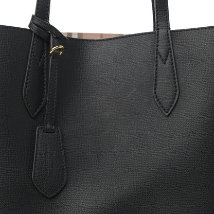 Burberry Grainy Calfskin Haymarket Check Medium Reversible Tote Black 10 of 17