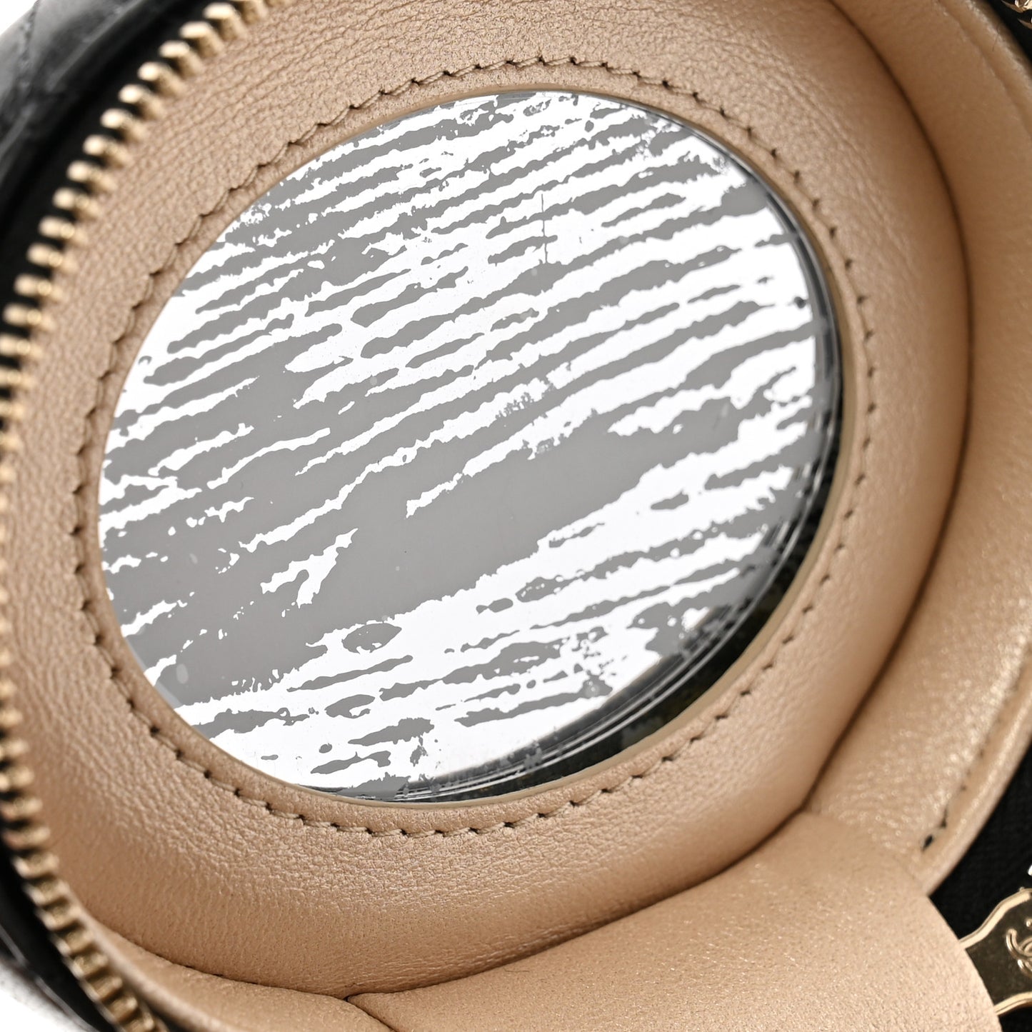 Lambskin Quilted Ruched Handle Vanity Case Black