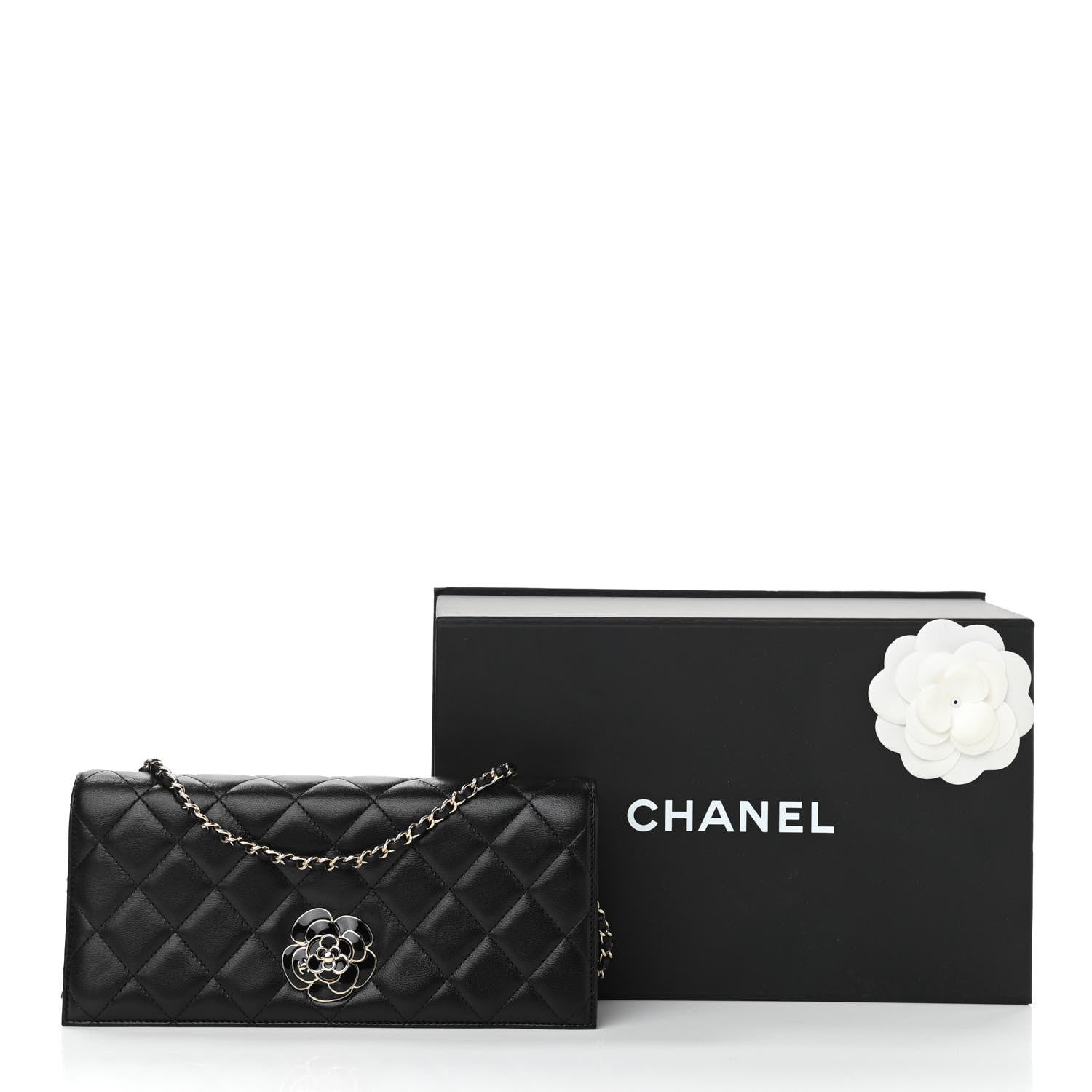 Chanel Lambskin Enamel Camellia Clutch With Chain Black 11 of 11