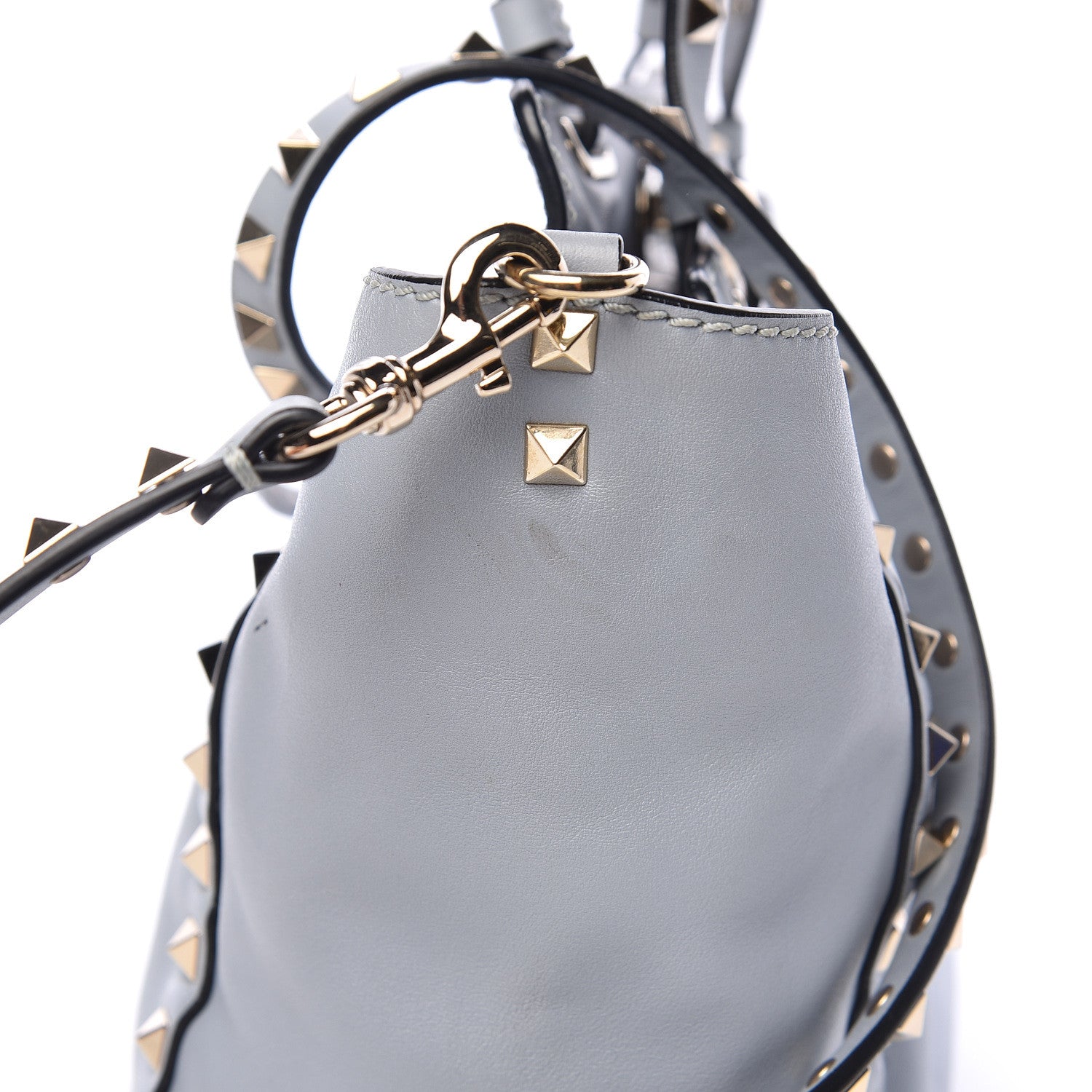 Valentino Garavani Vitello Small Rockstud Tote Grey 11 of 19