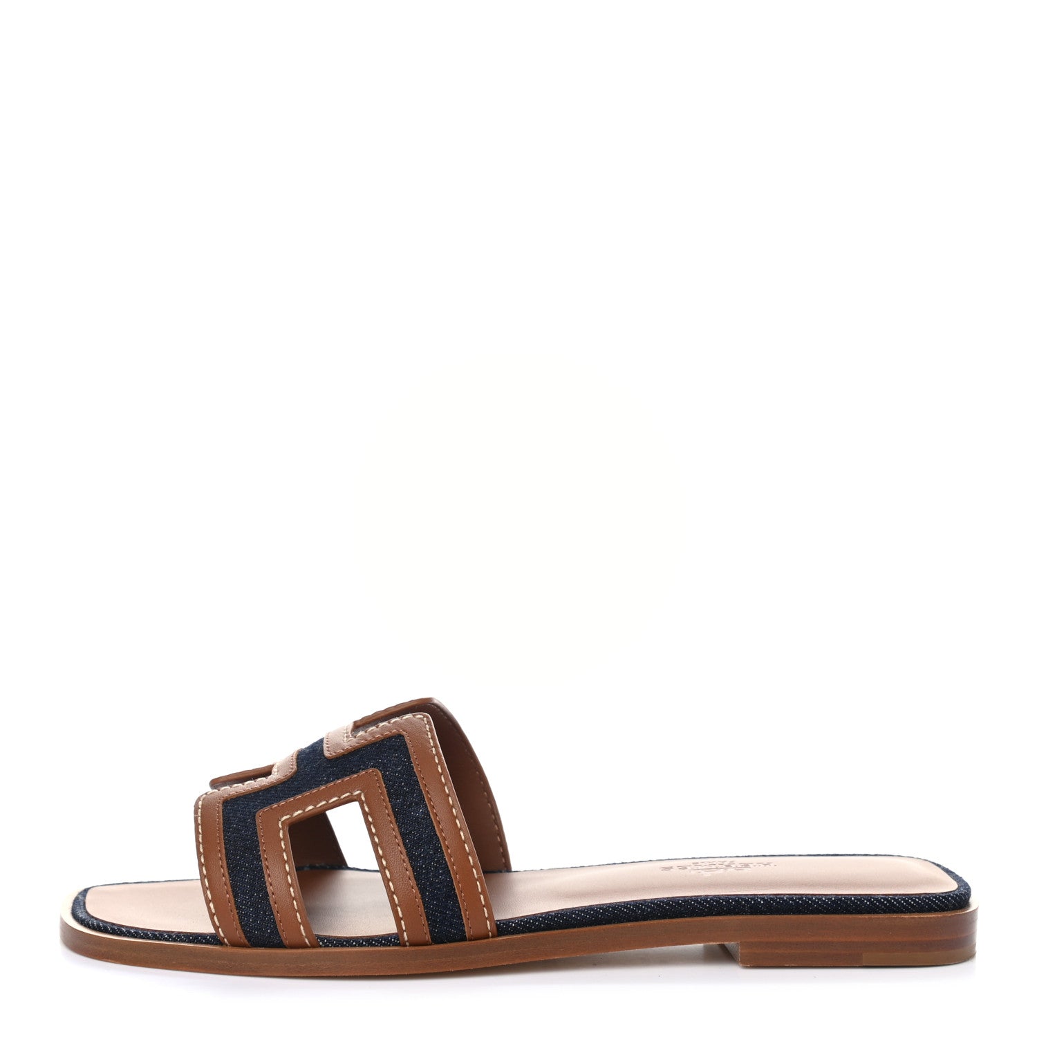 Hermes Calfskin Denim Oran Sandals 36 Bleu Brut Gold 1 of 9