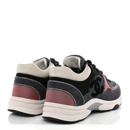 Chanel Nylon Calfskin Suede Womens CC Sneakers 38 Dark Grey Pink 4 of 10