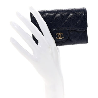 Chanel Caviar Quilted Flap Card Holder Wallet Navy Blue 2 of 9