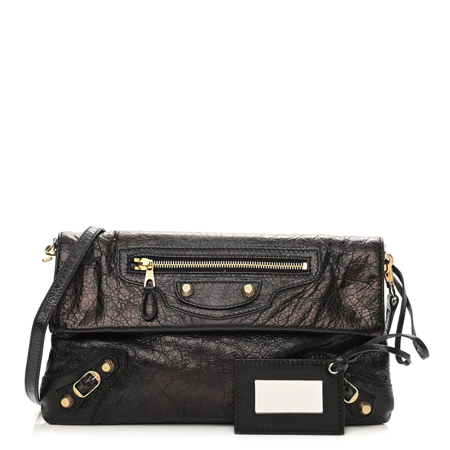 Balenciaga Agneau Giant 12 Gold Hardware Envelope Strap Clutch Black 1 of 10