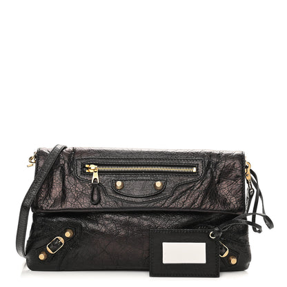 Balenciaga Agneau Giant 12 Gold Hardware Envelope Strap Clutch Black 1 of 10