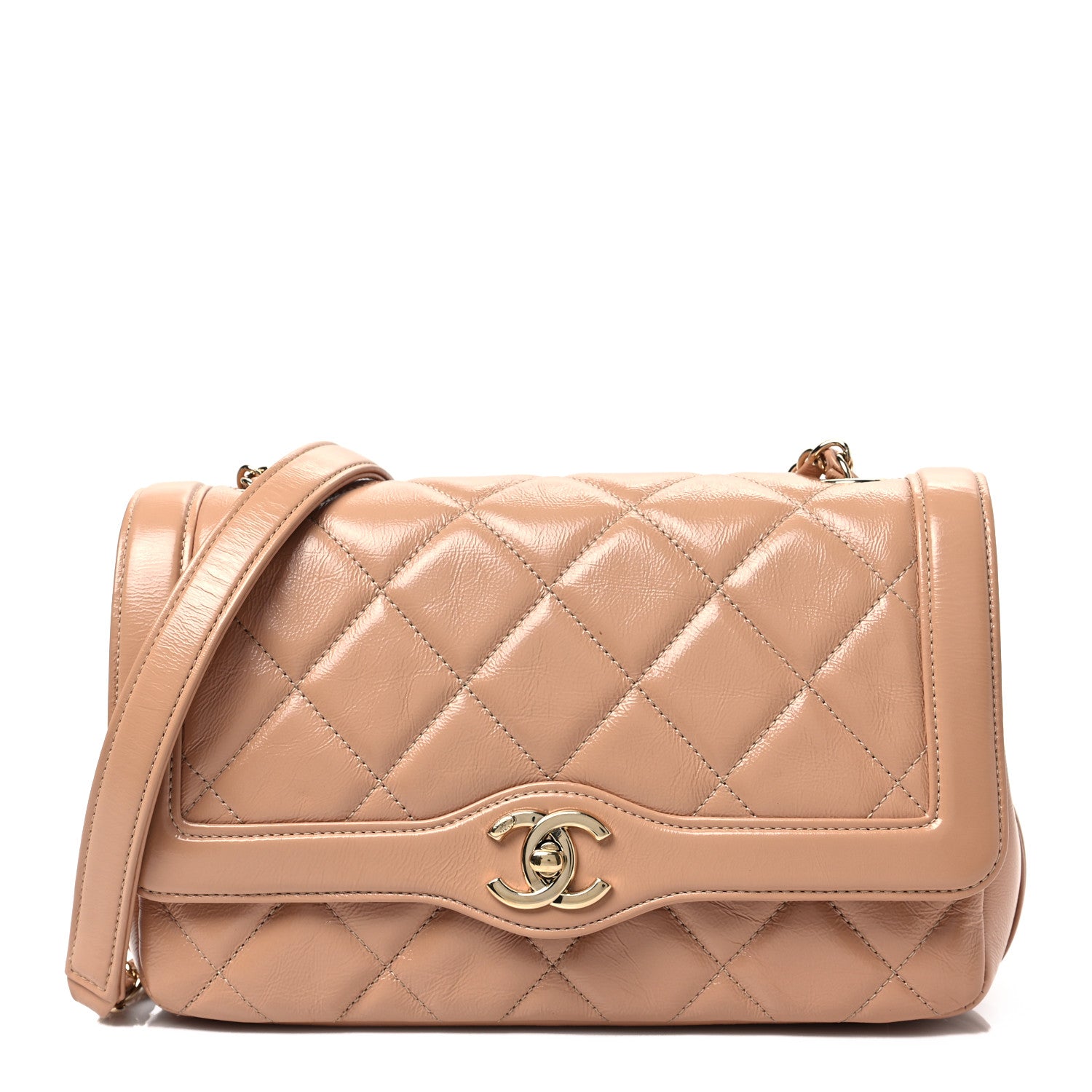 Chanel Crumpled Glazed Lambskin Quilted Small Flap Beige 1 of 7