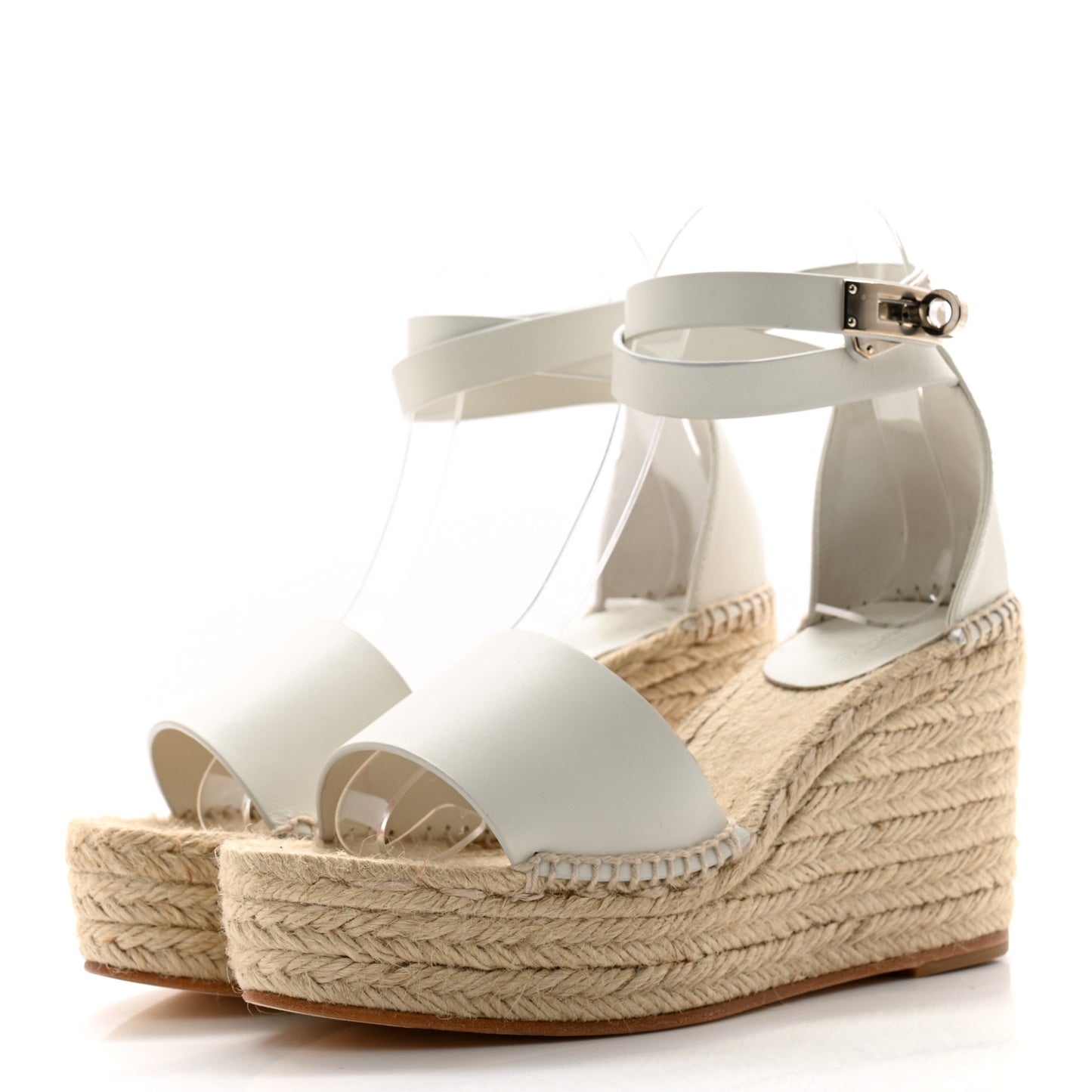 Calfskin Tivoli Espadrille Wedge Sandals 36 White