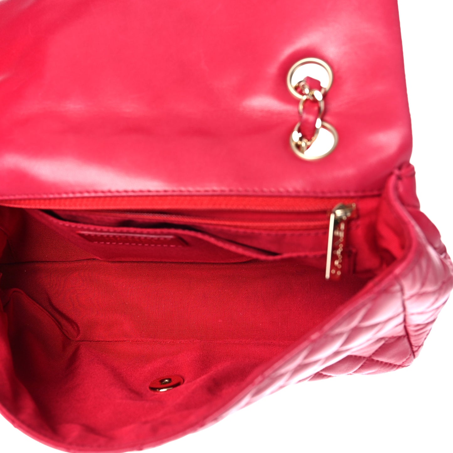 Lambskin Quilted Valentine Charms Medium Flap Red